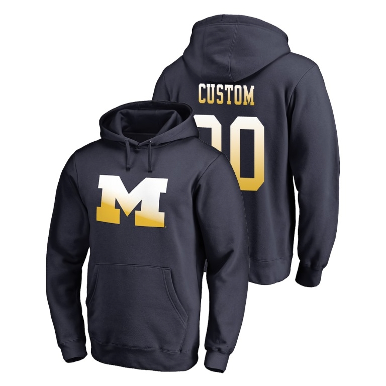Michigan Wolverines Men's NCAA Custom #00 Navy Big & Tall Gradient Logo Fanatics Branded College Football Hoodie GYM4649EL